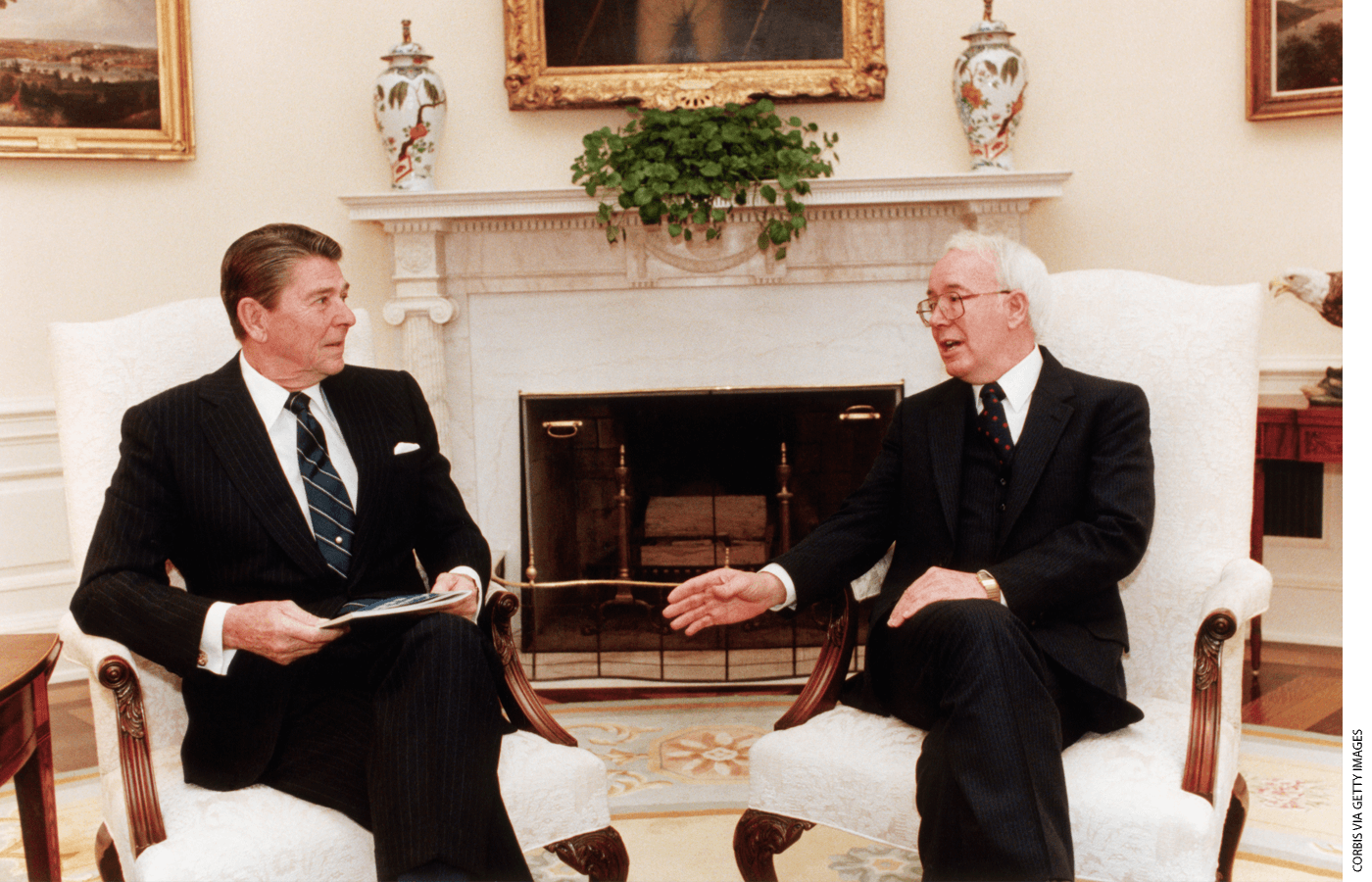 President Ronald Reagan with Secretary of Education Terrel Bell